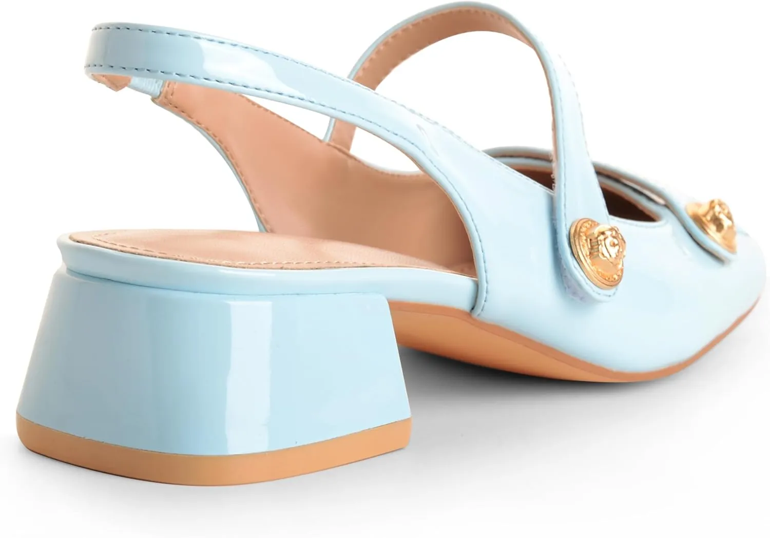 Slingback Mary Jane Heels for Women Low Block Heel Closed Square Toe Pump Shoes Heels Classic Daily Office Dressy Shoes