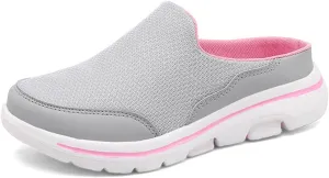 Slip On Mules & Clogs for Womens Summer Lightweight Open Back Walking Shoes Casual Breathable Mesh Closed Toe Slides Fashion Comfortable Color Block Slippers