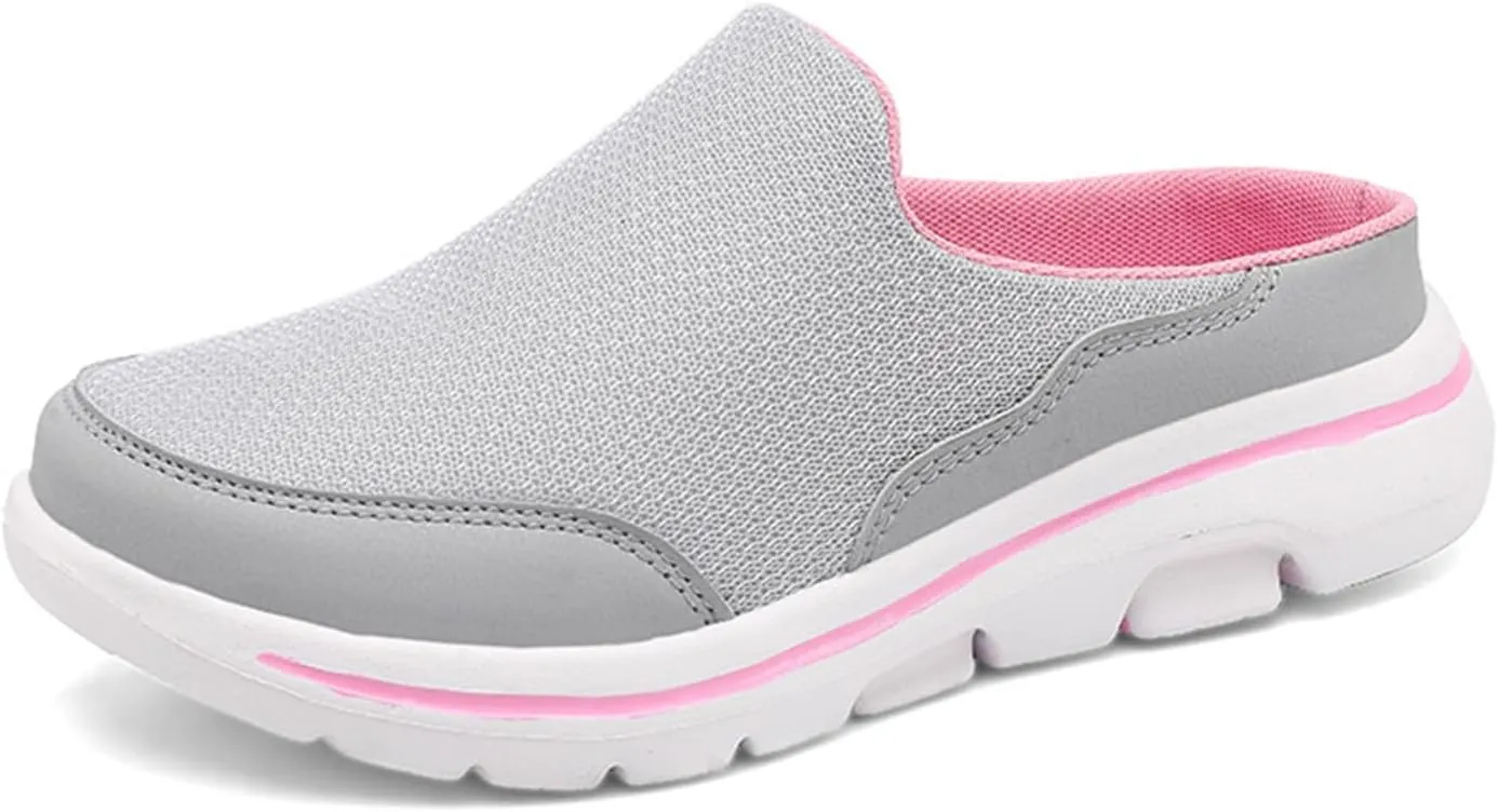 Slip On Mules & Clogs for Womens Summer Lightweight Open Back Walking Shoes Casual Breathable Mesh Closed Toe Slides Fashion Comfortable Color Block Slippers