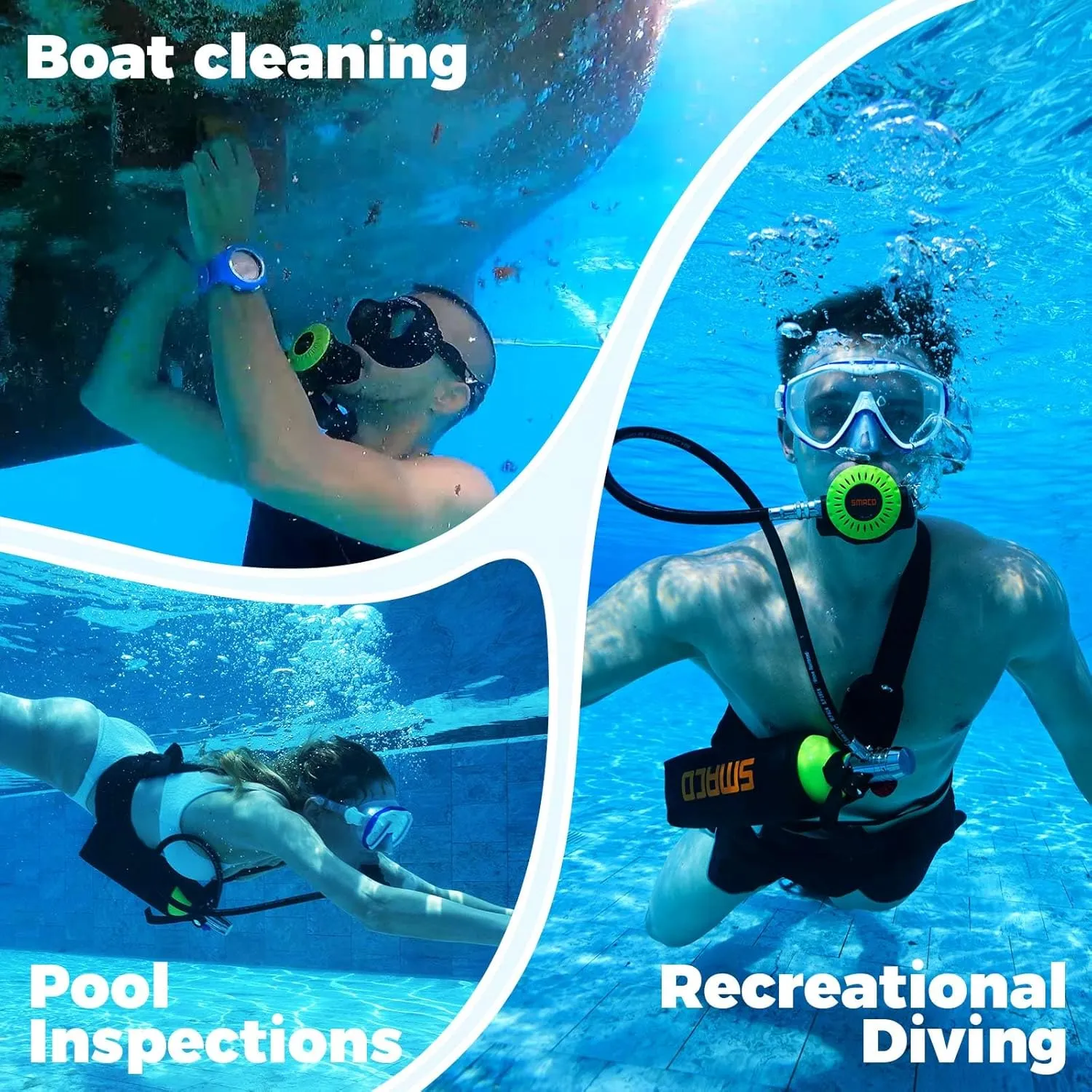 SMACO S400 1L Mini Scuba Tank Up to 20 Min Dive Time, Portable Diving Cylinder for Scuba Diving, Snorkeling &Emergency Rescue