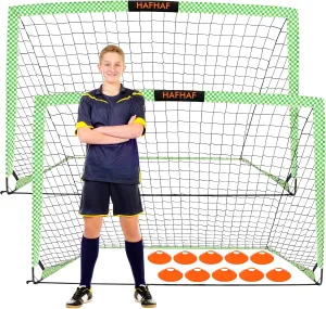 Soccer Goals, 6 x 4 ft Kids Soccer Goal Portable Soccer Goals for Backyard Set of 2 Soccer Net with Cones Pop Up Soccer Goal for Kids Youth Outdoor Training Pratice