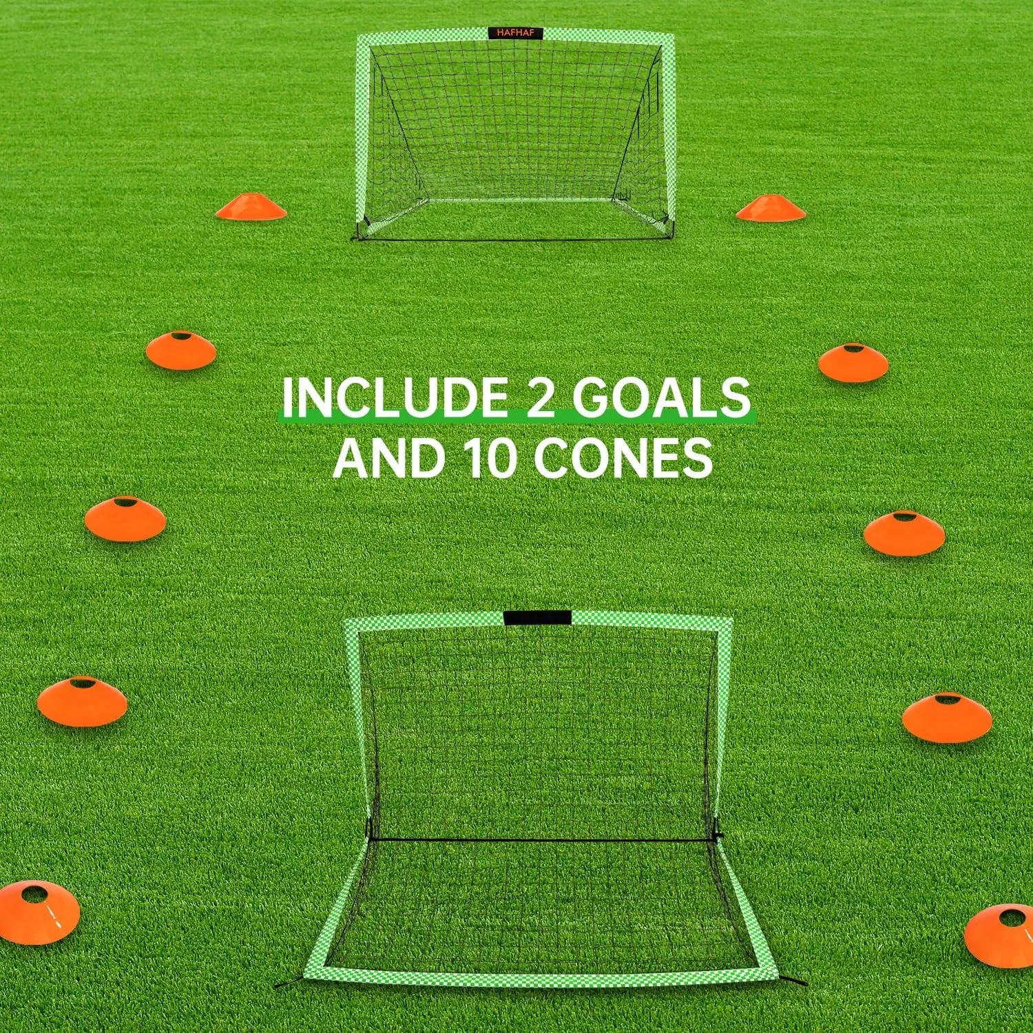 Soccer Goals, 6 x 4 ft Kids Soccer Goal Portable Soccer Goals for Backyard Set of 2 Soccer Net with Cones Pop Up Soccer Goal for Kids Youth Outdoor Training Pratice