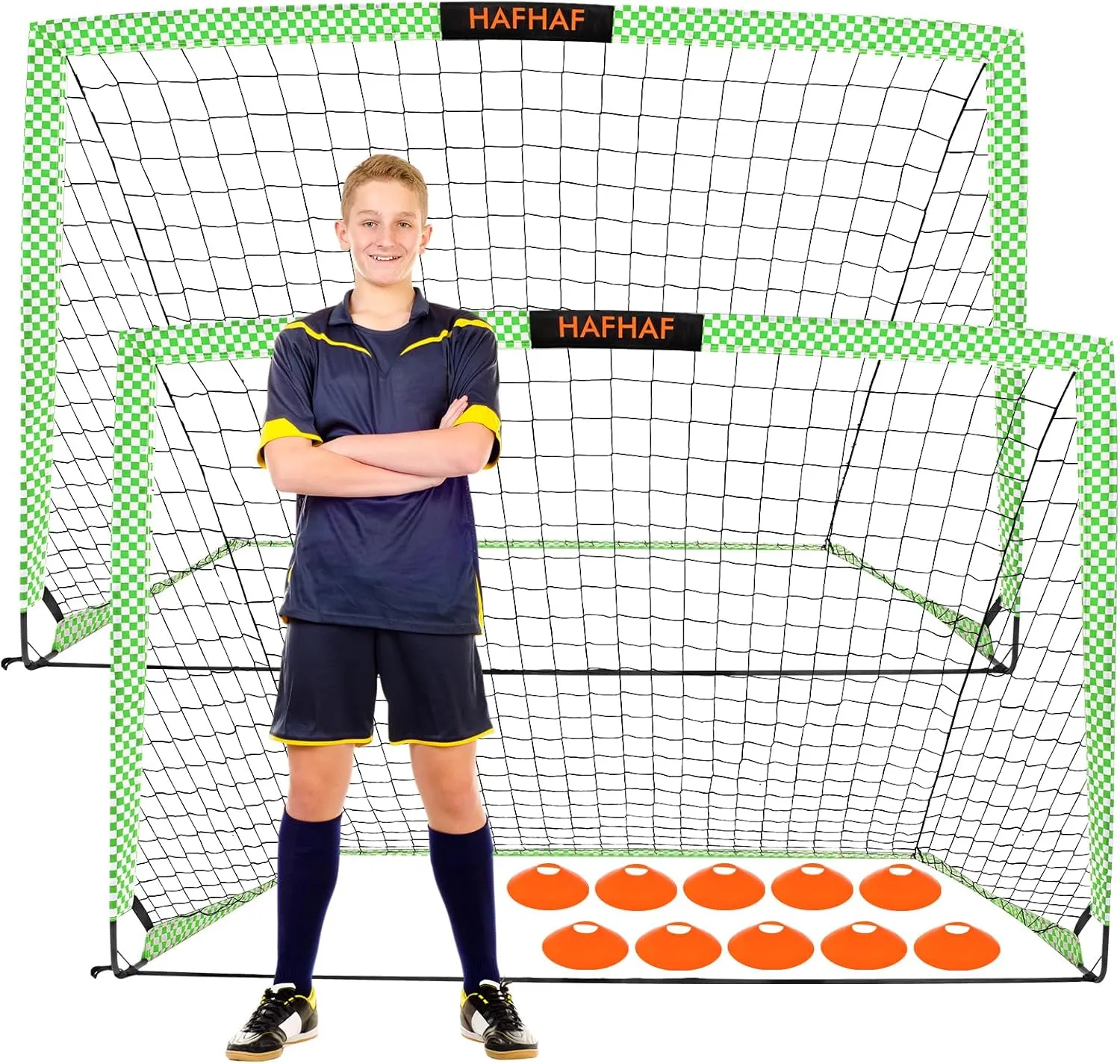 Soccer Goals, 6 x 4 ft Kids Soccer Goal Portable Soccer Goals for Backyard Set of 2 Soccer Net with Cones Pop Up Soccer Goal for Kids Youth Outdoor Training Pratice