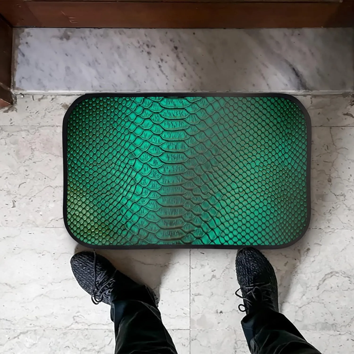Soft Foam Area Rugs Luxury Snake Skin Texture Washable Non Slip Kitchen Rugs Bath Rug for Home Decor Indoor/Outdoor 31x20in