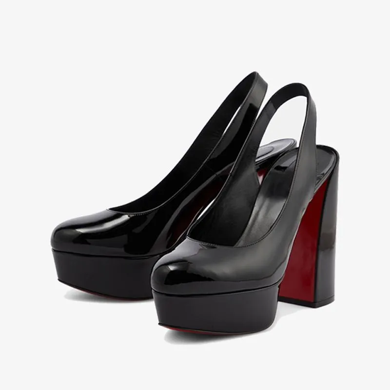 Sophisticated Black Leather Platform Pump 130mm