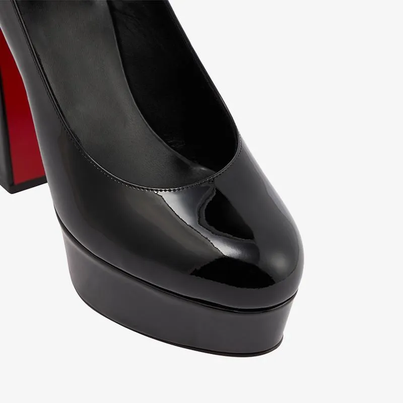 Sophisticated Black Leather Platform Pump 130mm