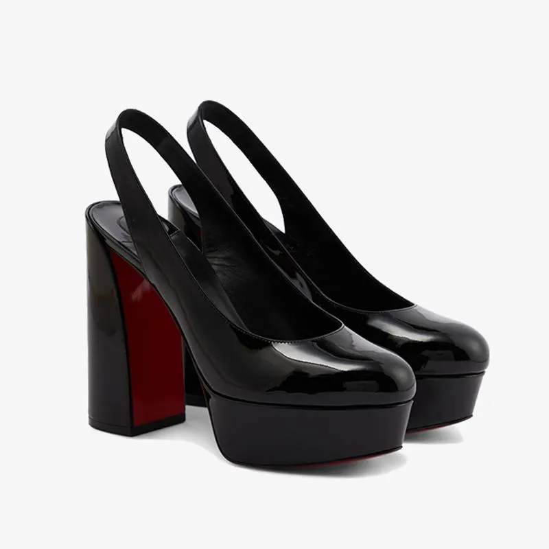 Sophisticated Black Leather Platform Pump 130mm