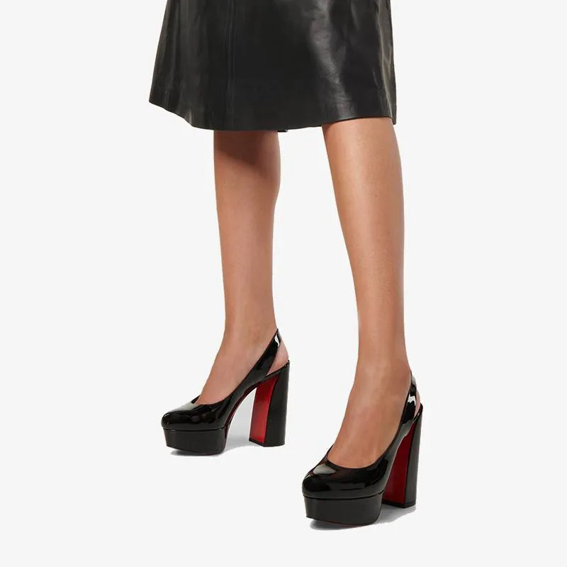Sophisticated Black Leather Platform Pump 130mm