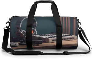 Sport Gym Duffle Travel Bag for Women Men Overnight Weekender Bag with Shoe Compartment,Wet Pocket Recorder with Headphones