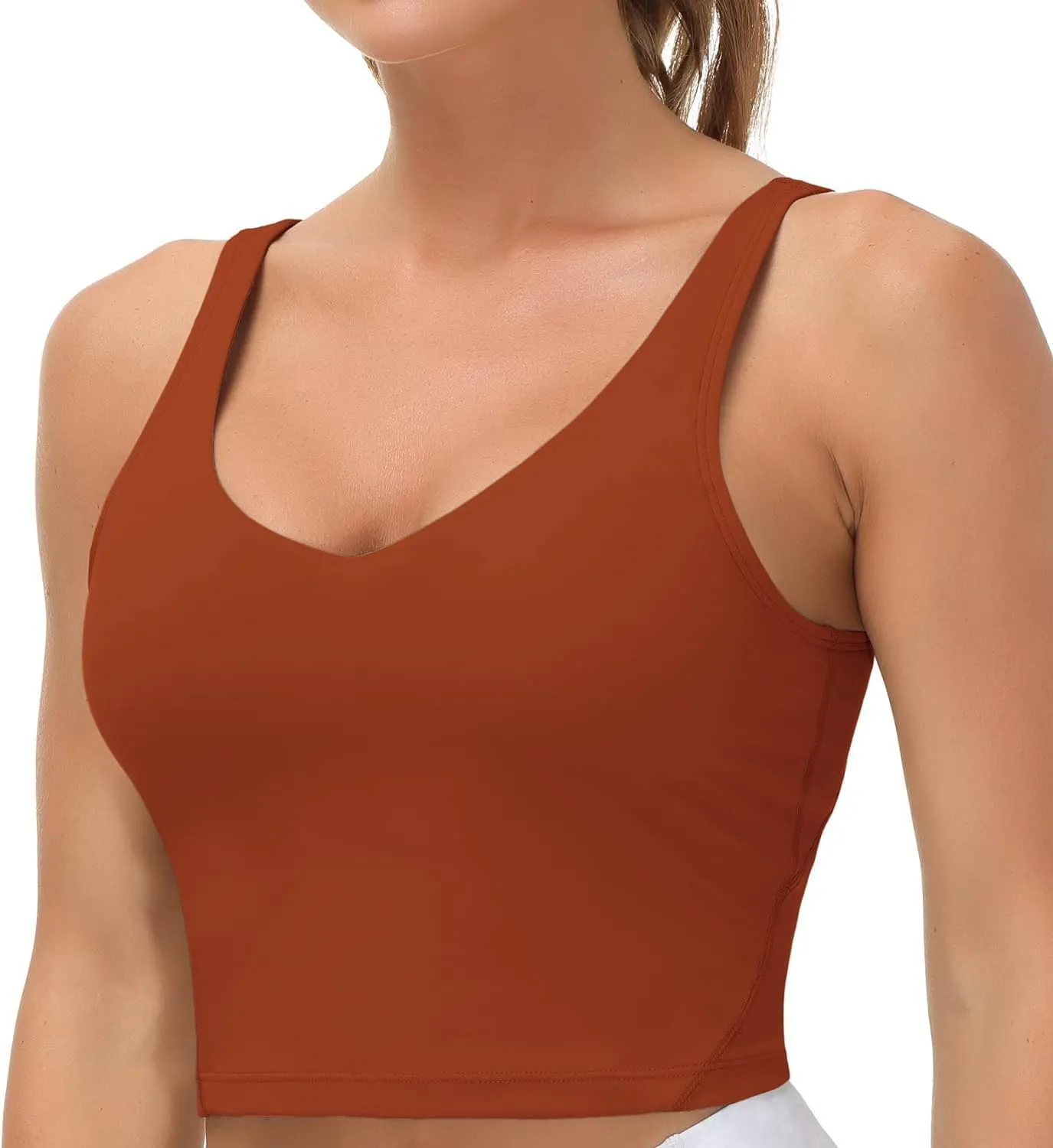Sports Bra for Women Longline Yoga Bra Double-Layer Crop Tank Tops Quick-Dry Breathable Running Gym Fitness Tops