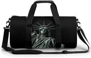 Statue of Liberty Pattern Sport Gym Duffle Travel Bag for Women Men Overnight Weekender Bag with Shoe Compartment,Wet Pocket, 17.7in/9in/9in, style-5