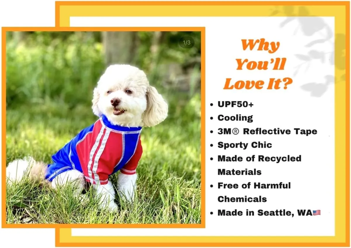 Sun Shirt for Dogs & Cats | Size: M | UV Protection Cooling T-Shirt for Pets | UPF50  Max Protection from Sunburn | Leash Hole, Machine Washable, Made in USA