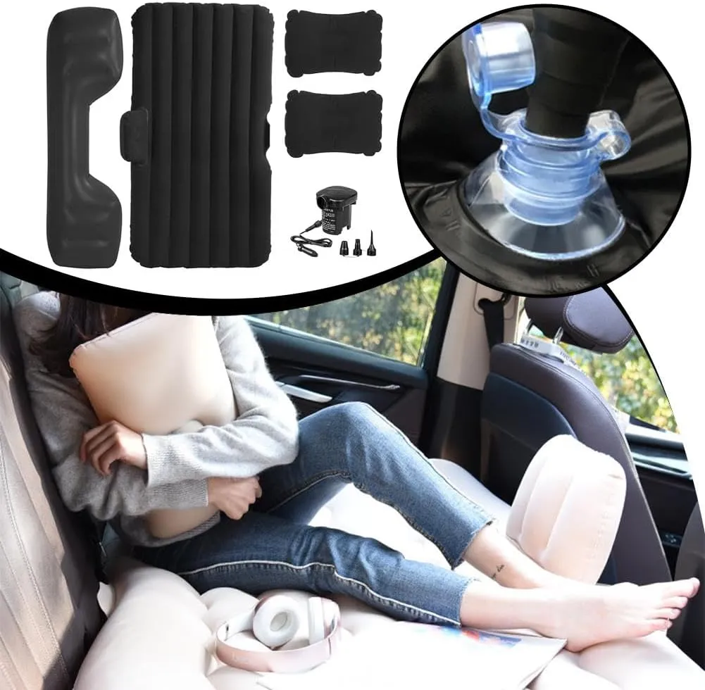 SUV Air Mattress,Car Mattress Back Portable Integrated SUV Camping Bed with 2-in-1 Air Pump, Pillows & Carry Bag,Car Mattress Back Seat Portable Foldable Car Air Bed Sleeping Pad