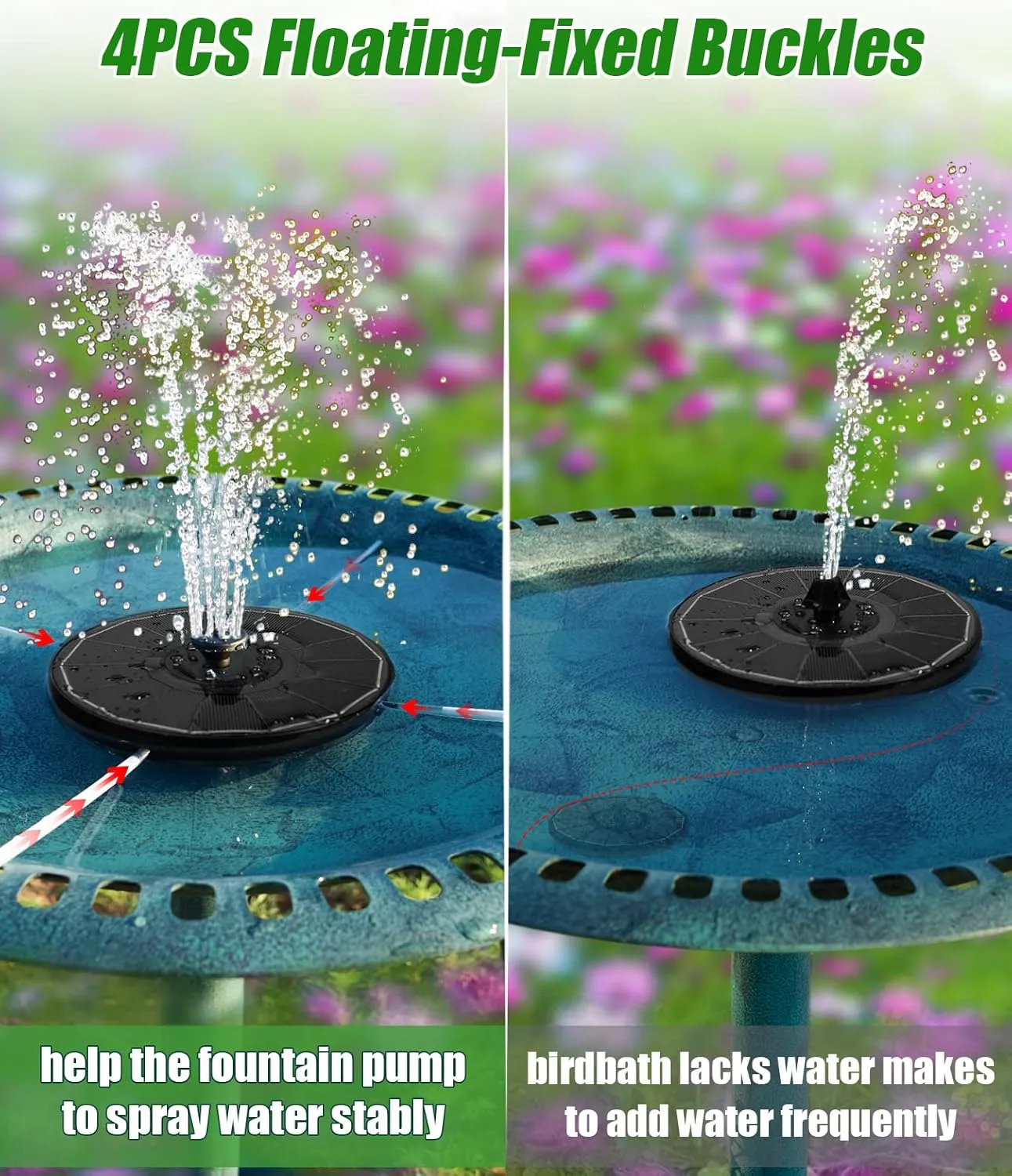 SZMP Solar Water Fountain Upgraded 100% Glass Panel, 3.5W Solar Powered Fountains Built-in 2000 Battery with 7 Nozzle & 4 Fixer, Solar Fountain Pump for Bird Baths, Pond, Outdoor (White)