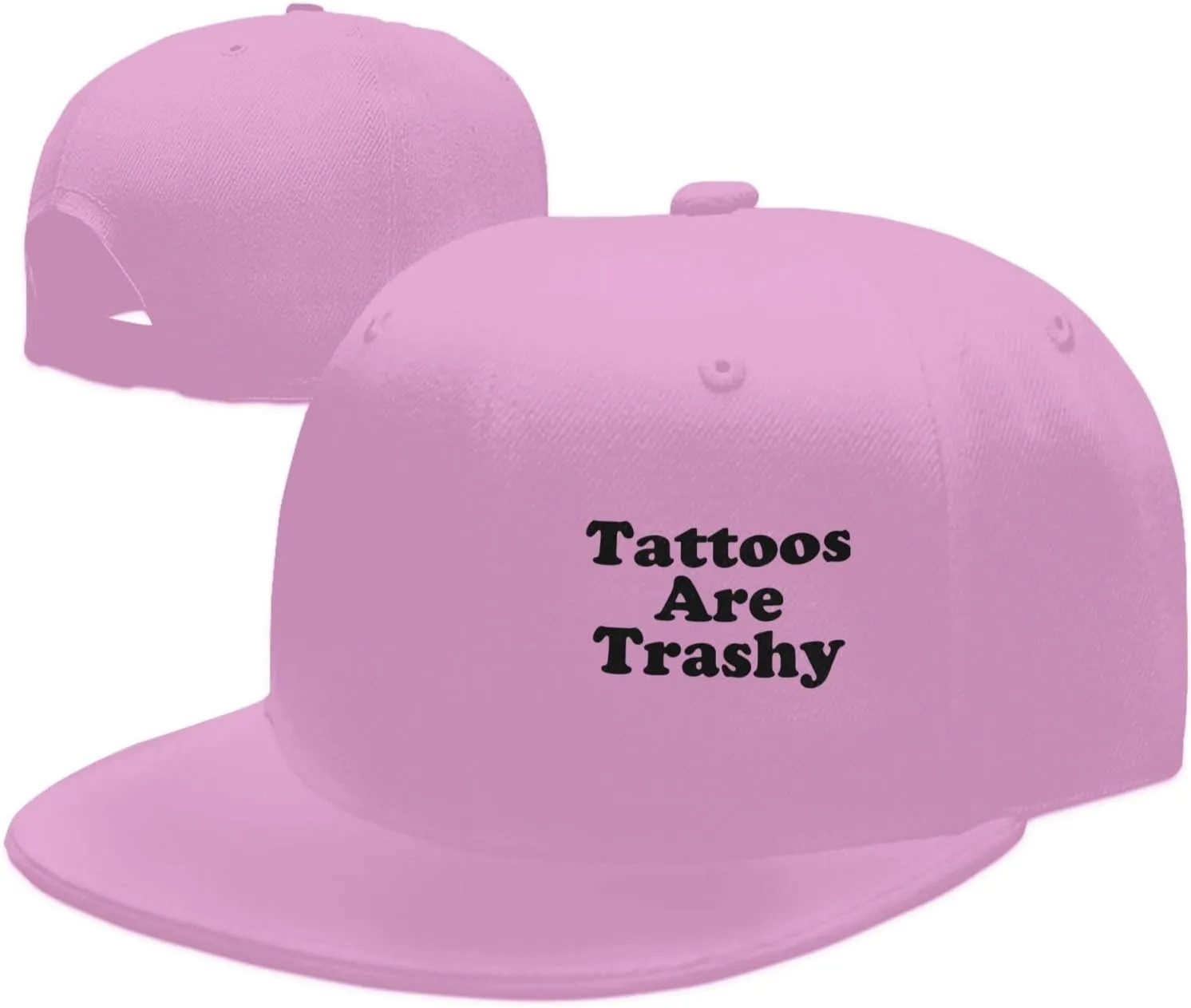 Tattoos are Trashy Flat Brim Baseball Cap,Classic Snapback Hats Adjustable Trucker Hat for Men & Women,Black