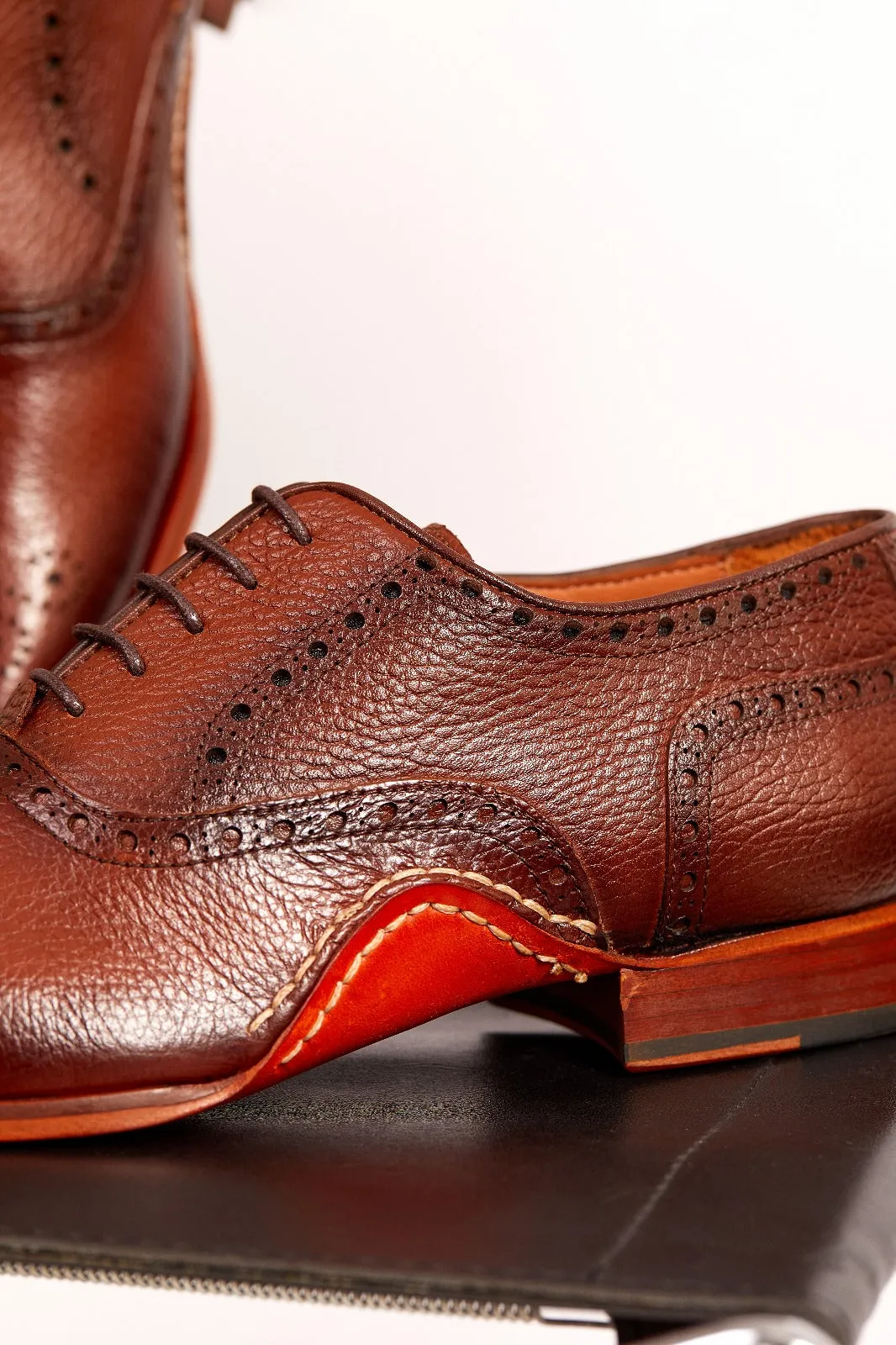 The Draco Handmade Tan Semi Brogue Oxford Men Shoe