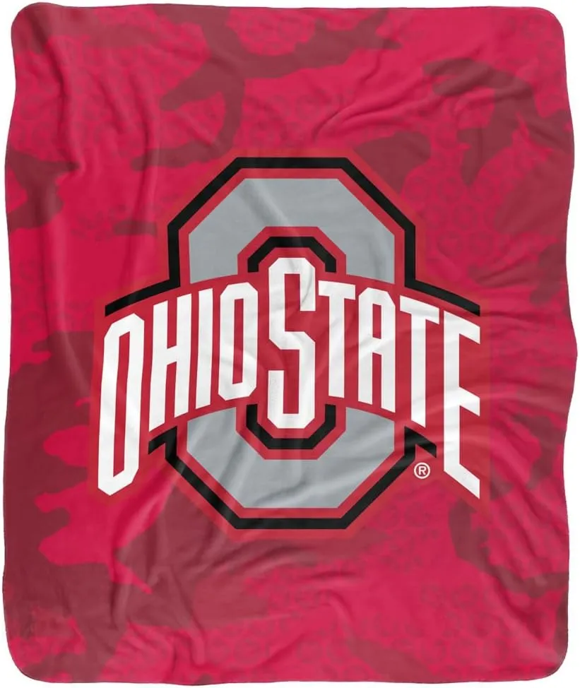 The Ohio State University Blanket, 50"x60" OSU Camo Silky Touch Sherpa Back Super Soft Throw Blanket