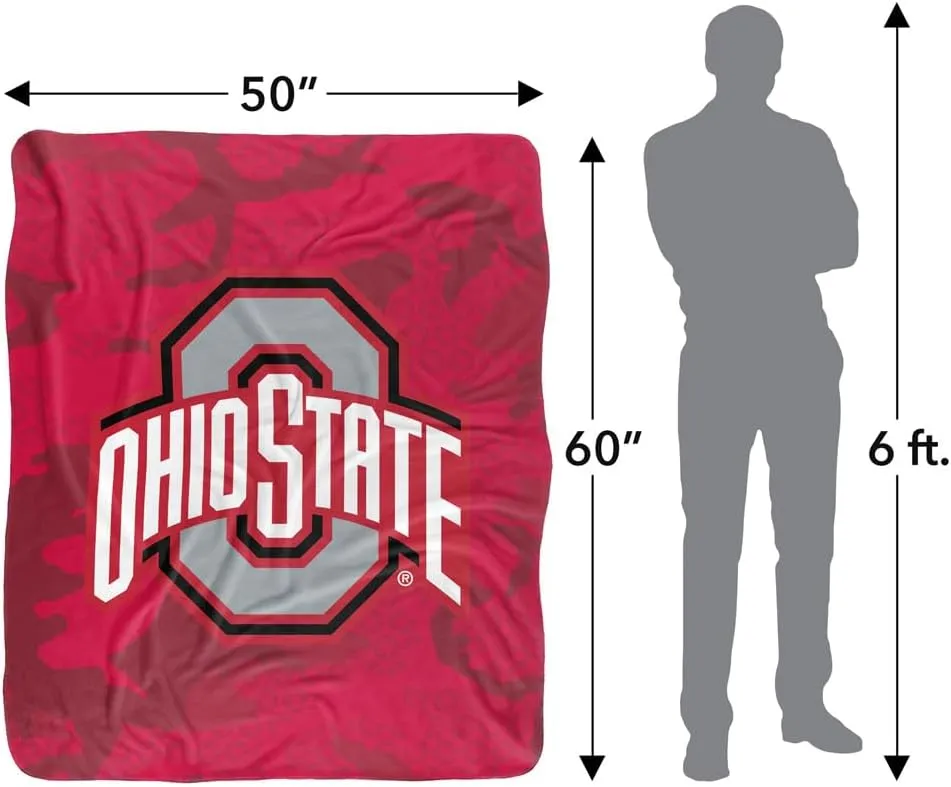 The Ohio State University Blanket, 50"x60" OSU Camo Silky Touch Sherpa Back Super Soft Throw Blanket