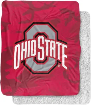 The Ohio State University Blanket, 50"x60" OSU Camo Silky Touch Sherpa Back Super Soft Throw Blanket