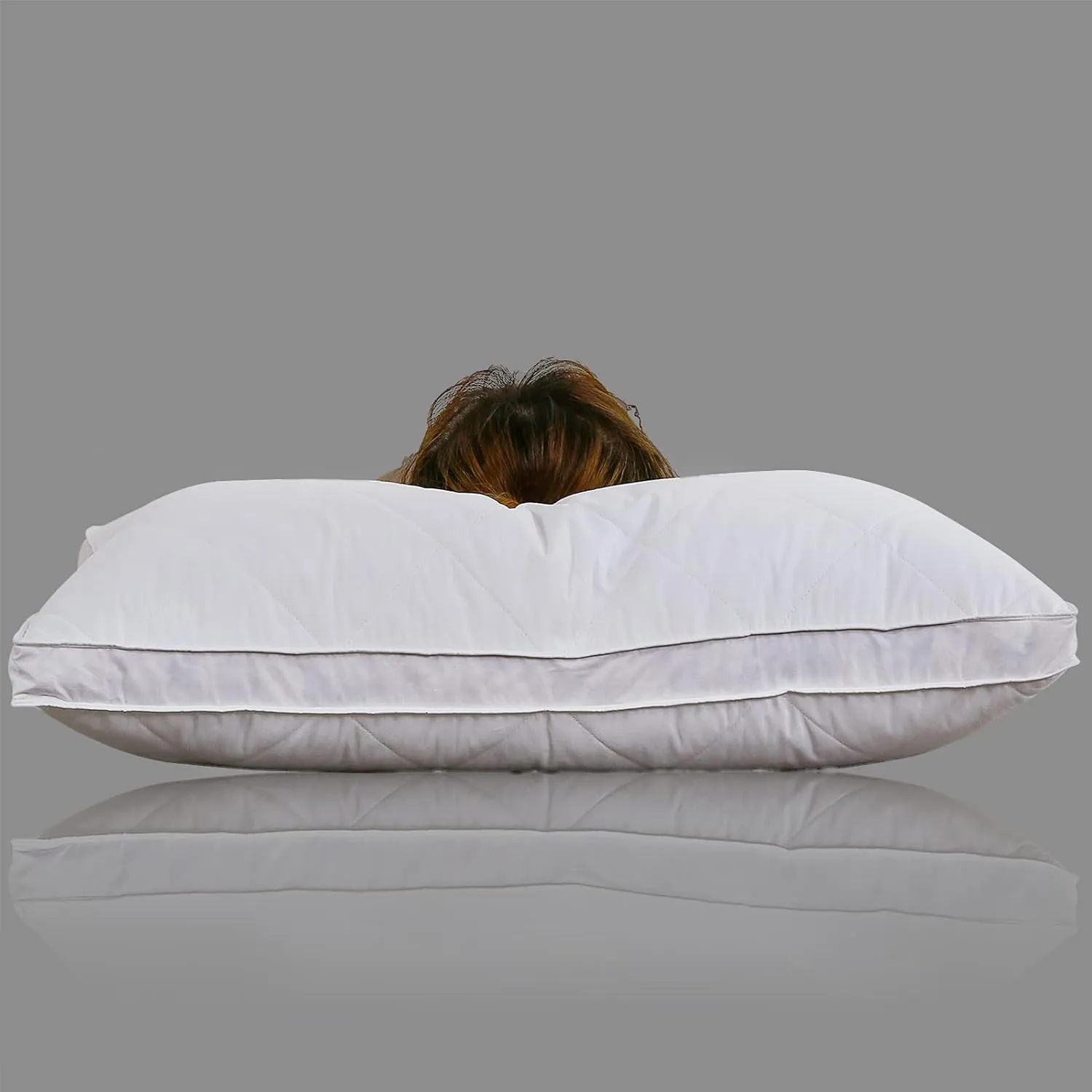 Three Geese Pack of 1 White Goose Feather Polyester Bed Pillows Queen/Standard Size- Soft 600 Thread Count 100% Cotton, Medium Firm,Soft Support Surround Fill Polyester,White Solid
