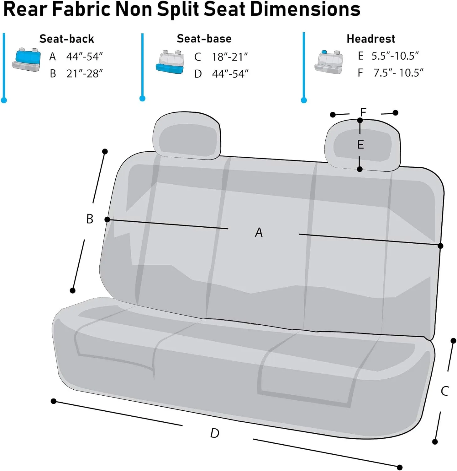 TLH Flat Cloth Seat Covers Rear, Mint Color-Universal Fit for Cars, Auto, Trucks, SUV