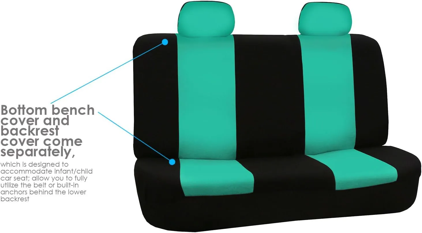 TLH Flat Cloth Seat Covers Rear, Mint Color-Universal Fit for Cars, Auto, Trucks, SUV