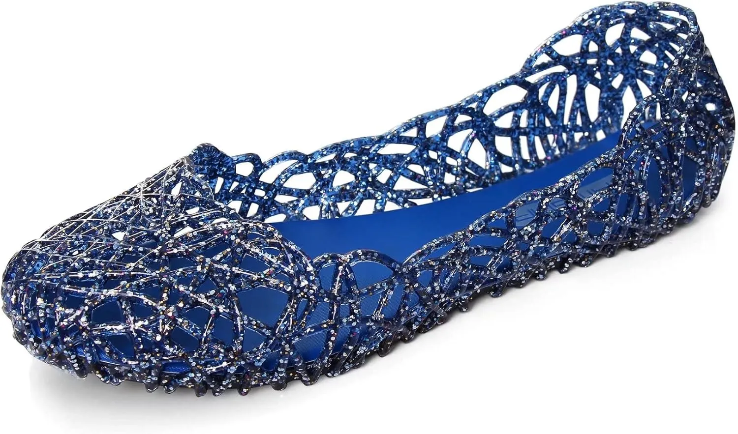 TN TANGNEST Women's Beach Hollow Jelly Shoes Bling PVC Slip On Summer Casual Flat Sandals