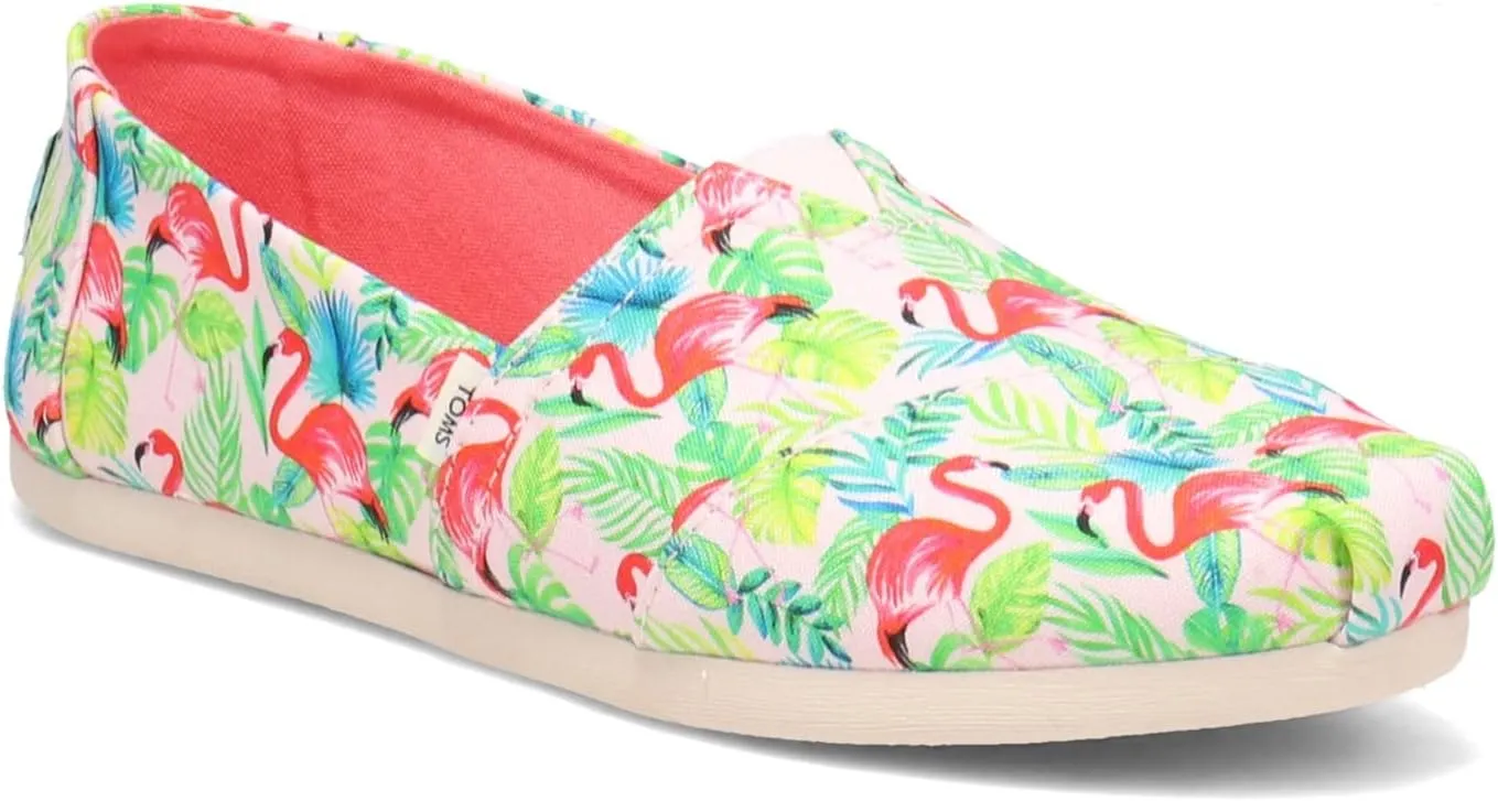 TOMS Women's Sneaker, Pink Pearl Paper Source Flamingo Print, 5