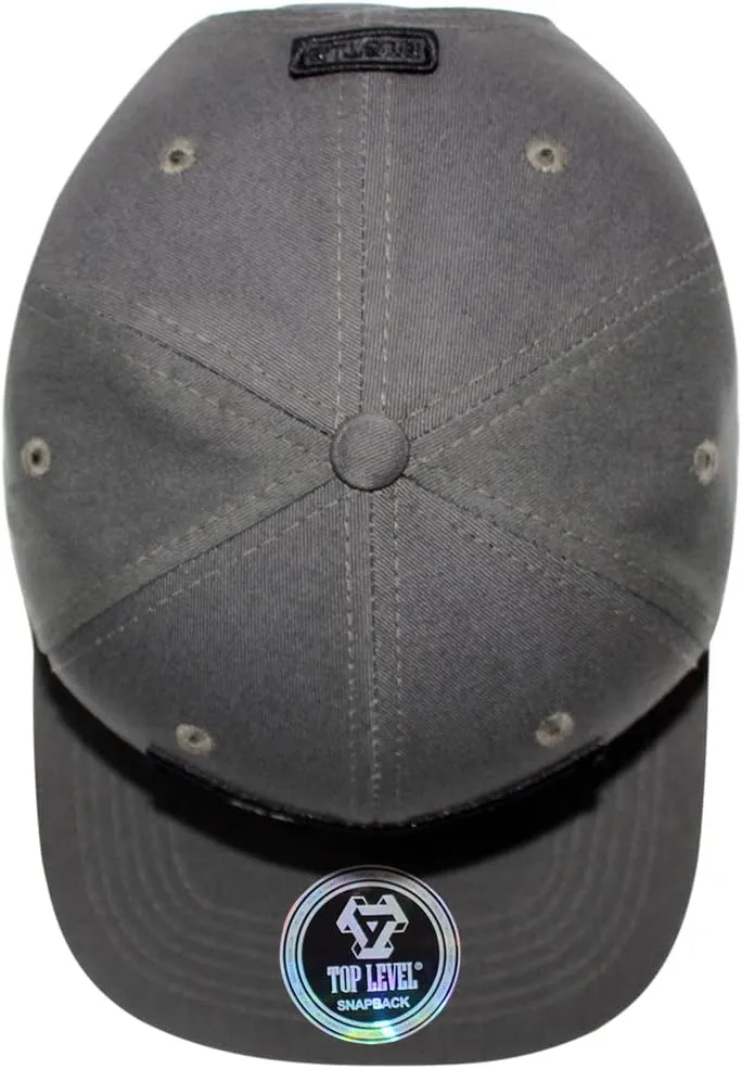TOP Level Men's Adjustable Cotton Snapback Cap 6 (Various Unique Hat Designs Available)