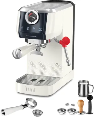 Tuni E2 58mm Espresso Machine with Bottomless Portalfilter Combo Set, 58mm Bottomless Portalfilter, Dual Boiler System