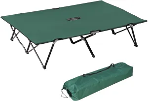 Two-Person Folding Camping Cot 50" Wide, Elevated Outdoor Sleeping Cot for Adults, Green