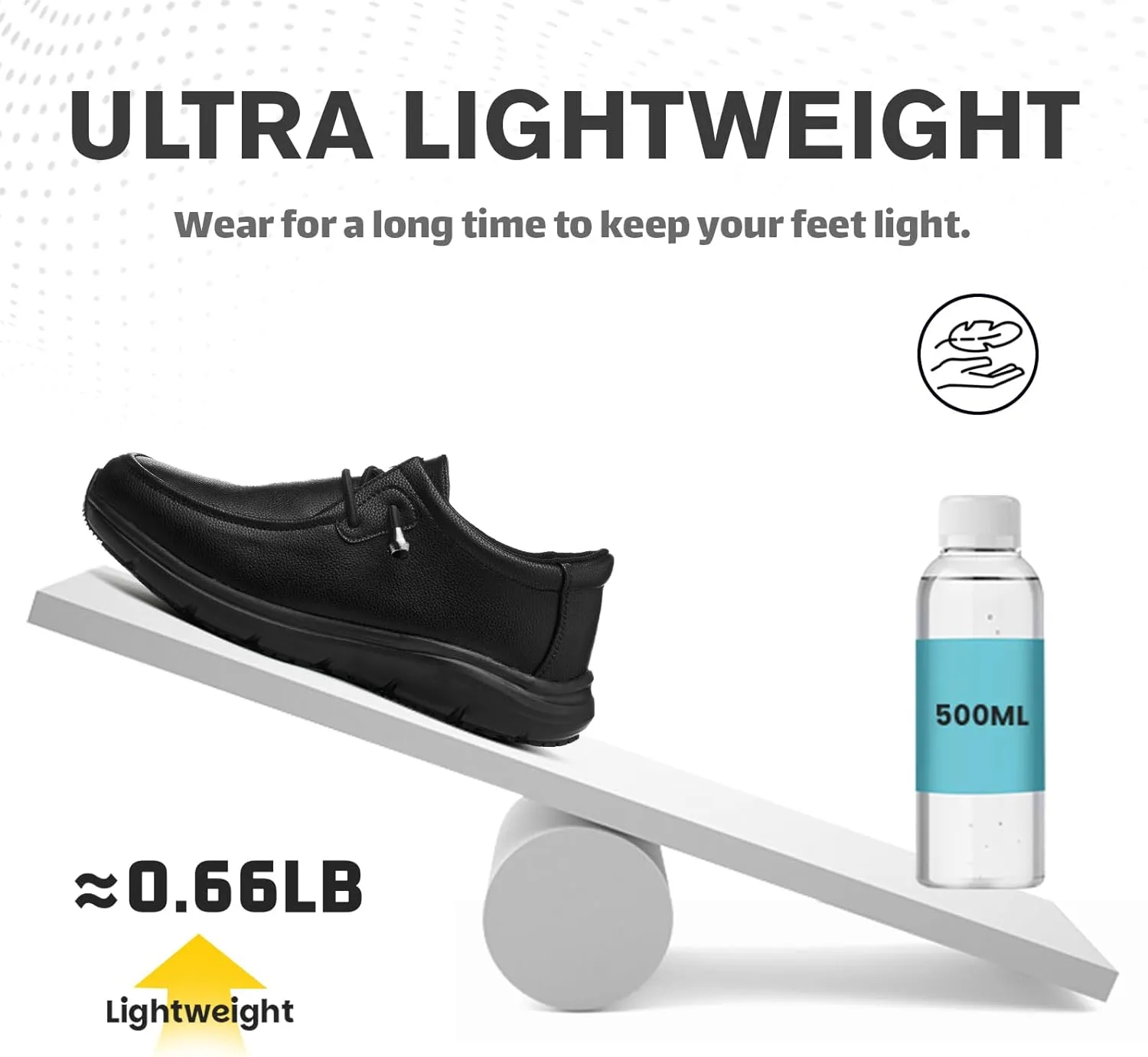 ulogu Leather Non-Slip Waterproof Work Shoes for Men Women Slip-Resistant Oil Slip-On Loafers for Chef Kitchen Restaurant Food Service Comfortable & Durable Sneakers All-Day Wear