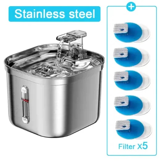 Ultra-Quiet Stainless Steel Cat Fountain with Automatic Sensor & Filter
