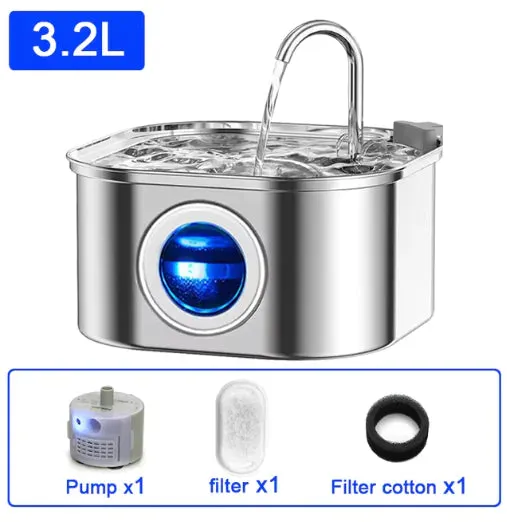 Ultra-Quiet Stainless Steel Cat Fountain with Automatic Sensor & Filter