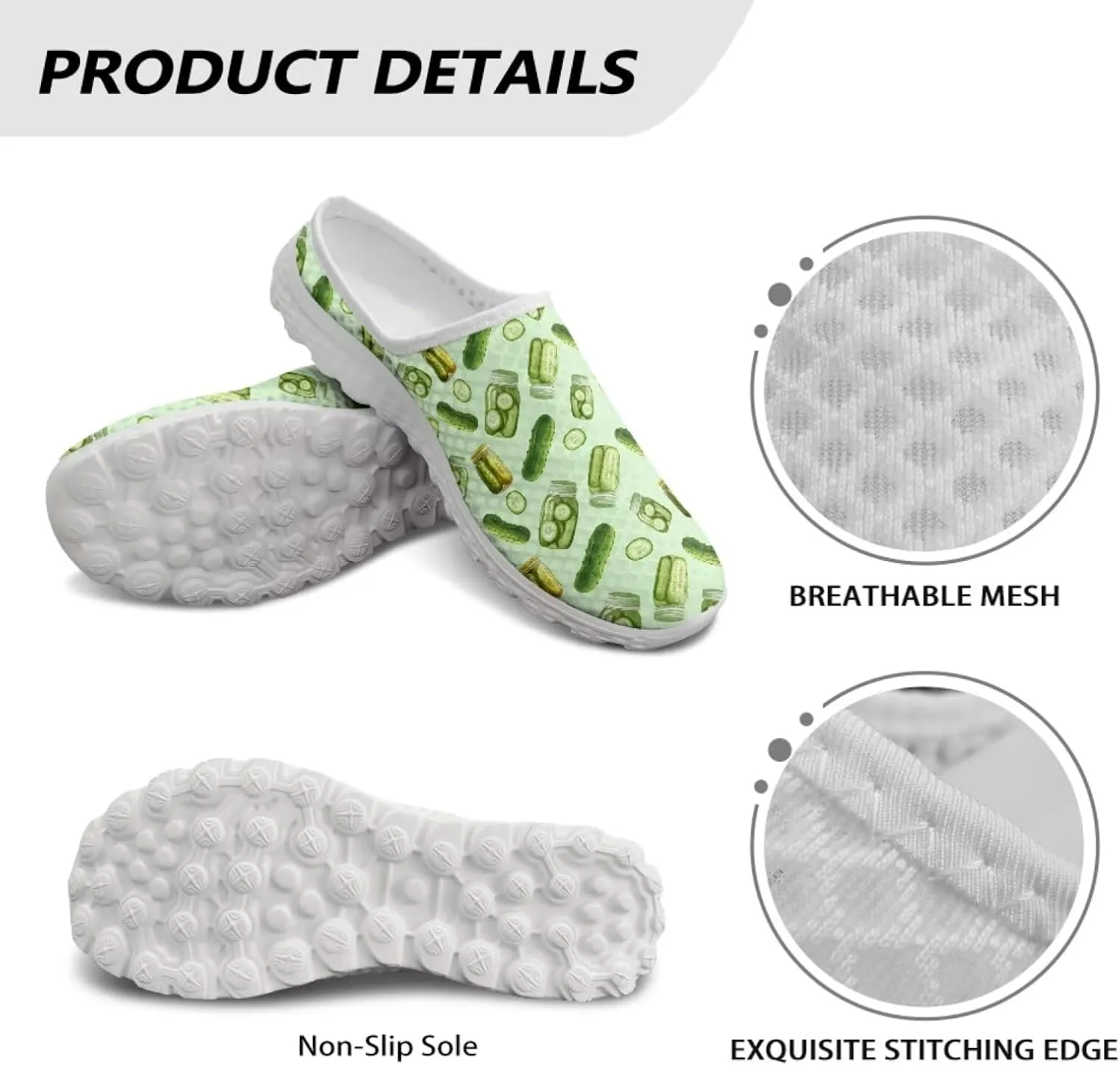 UNICEU Fruit Print Slip On Shoes for Women Backless Breathable Mules Comfortable Non Slip Sneakers for Walking Work
