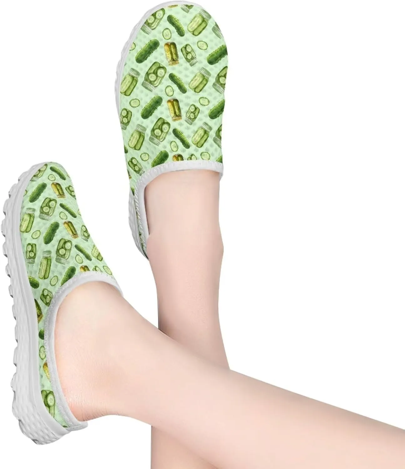 UNICEU Fruit Print Slip On Shoes for Women Backless Breathable Mules Comfortable Non Slip Sneakers for Walking Work