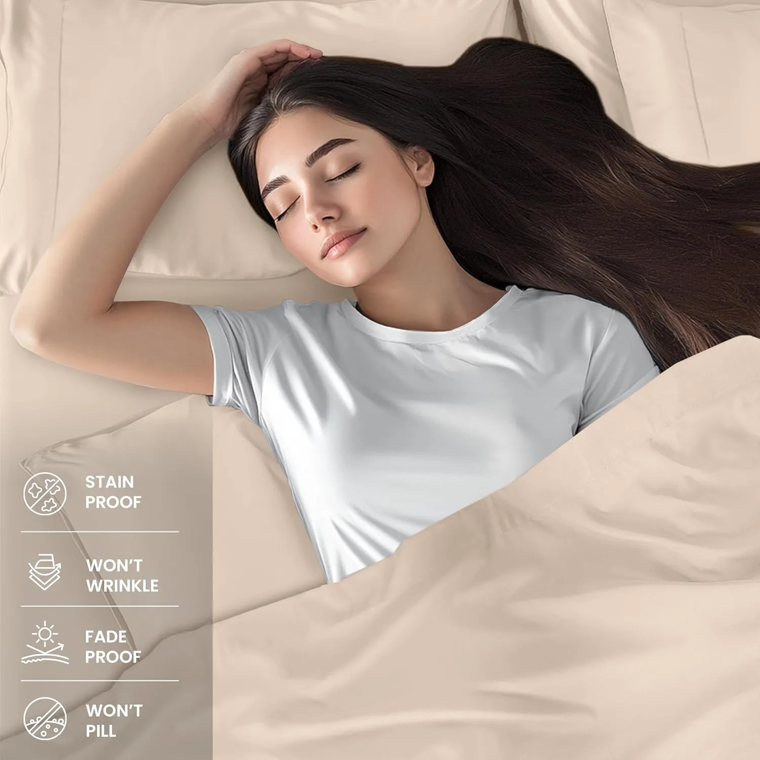 Utopia Bedding Queen Sheet Set – 4 Piece Bed Sheets for Queen Size Bed, Soft and Breathable Microfiber, Includes 1 Fitted Sheet, 1 Flat Sheet and 2 Pillowcases (Beige)