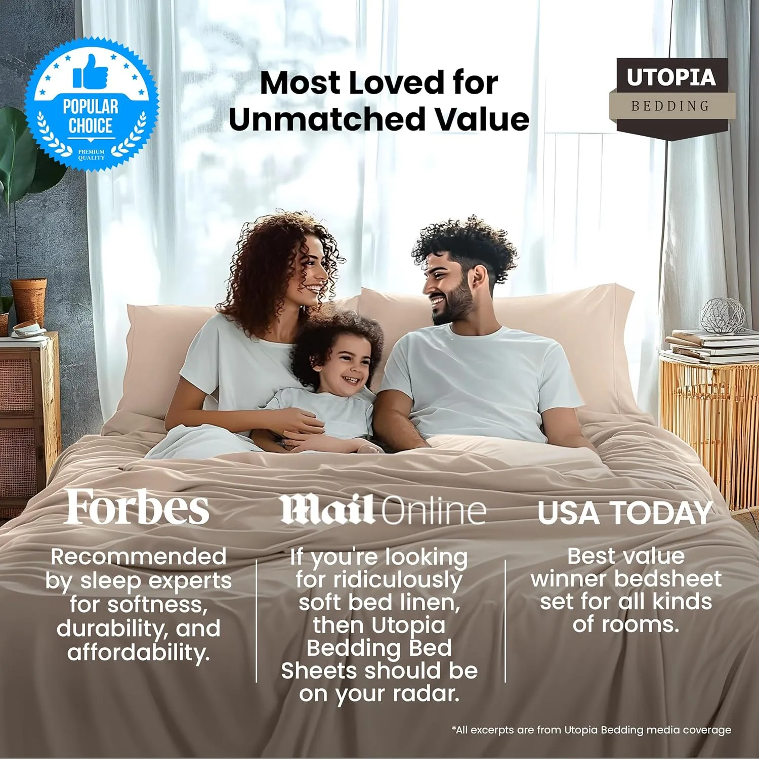 Utopia Bedding Queen Sheet Set – 4 Piece Bed Sheets for Queen Size Bed, Soft and Breathable Microfiber, Includes 1 Fitted Sheet, 1 Flat Sheet and 2 Pillowcases (Beige)