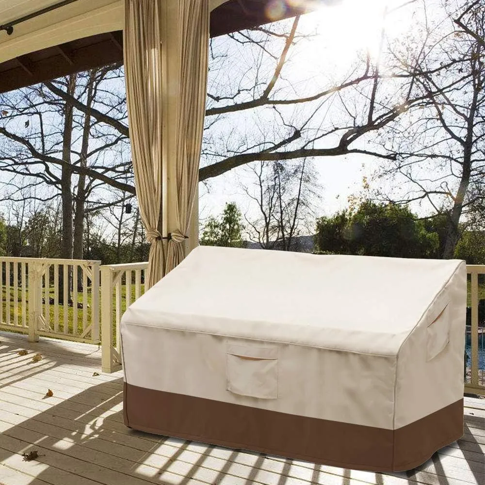 VAILGE Heavy Duty Patio Sofa Cover, 100% Waterproof Outdoor Sofa Cover, Large Lawn Patio Furniture Covers with Air Vent, Large(Standard), Beige & Brown