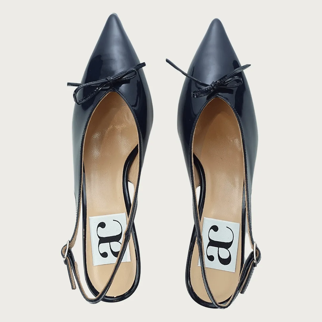 VENERE KITTEN HEEL NAVY PATENT