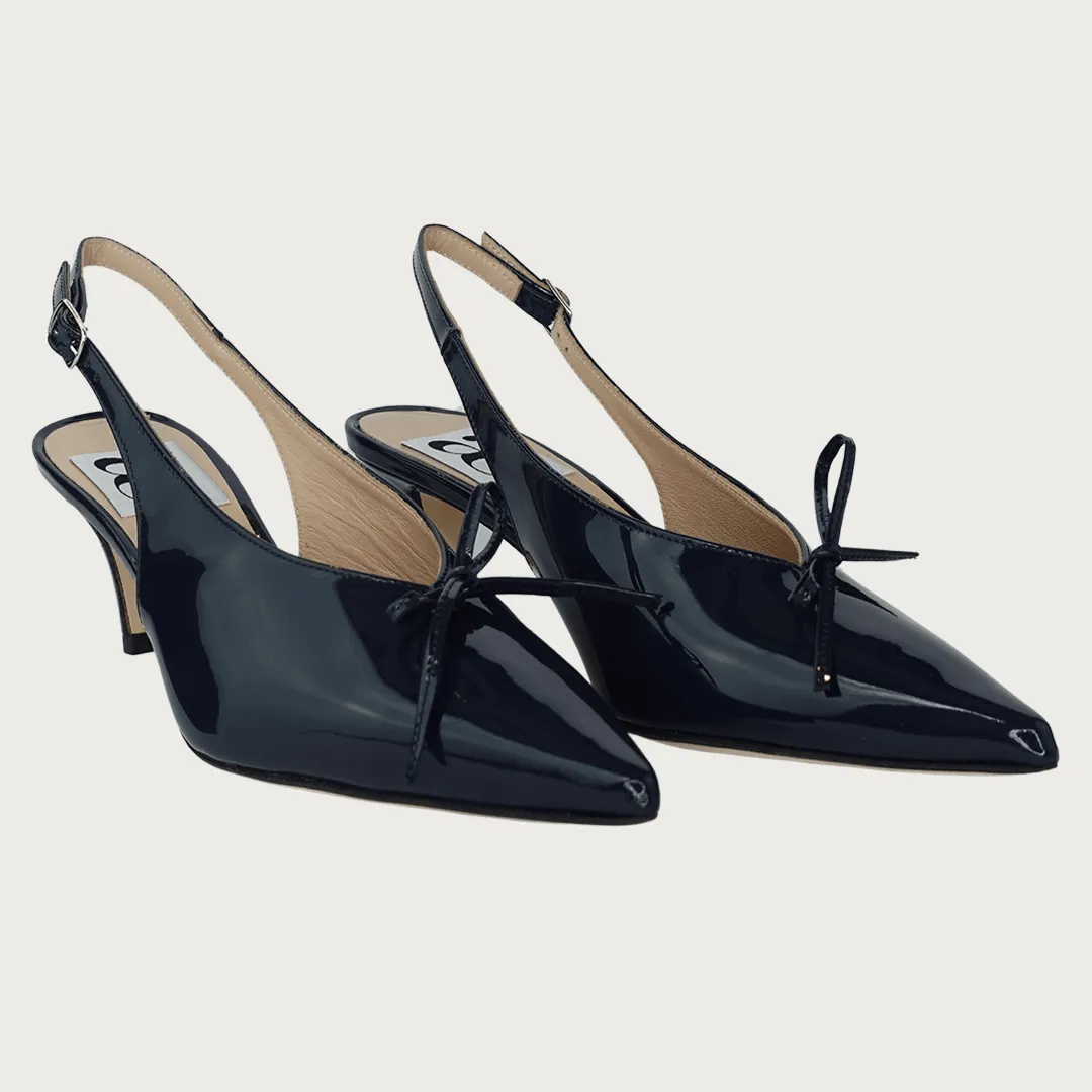 VENERE KITTEN HEEL NAVY PATENT