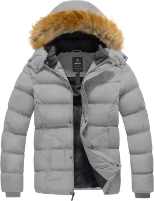 wantdo Men's Winter Puffer Jacket Thicken Winter Coat Warm Padded Jacket with Hood
