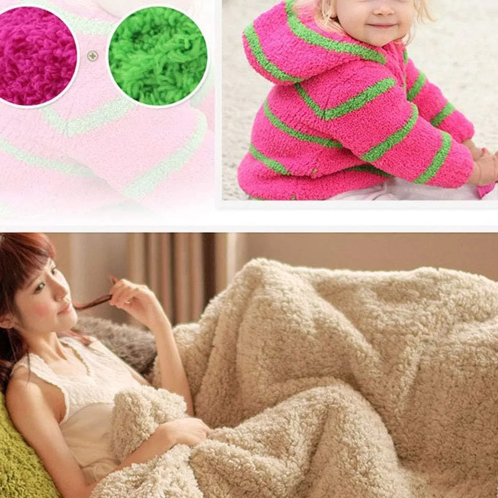Warm Coral Fleece Fluffy Knitting Yarn Shaggy Blue Fur Yarn Acrylic Velvet Knitting Yarn DIY Fluffy Dolls Blanket Sweater Scarf Handbag Total 5 Skeins