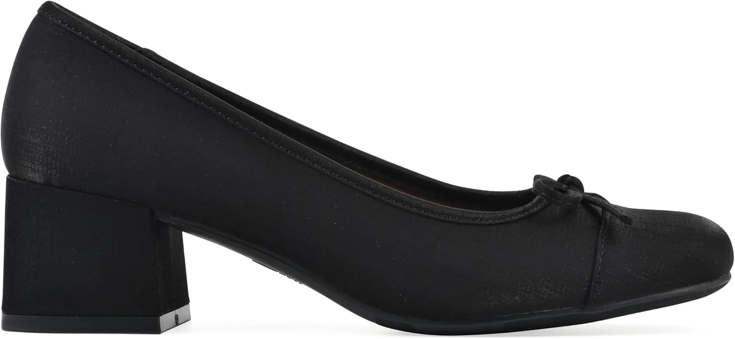 WHITE MOUNTAIN Women's Lately Cap Toe Block Heel Ballet Pump