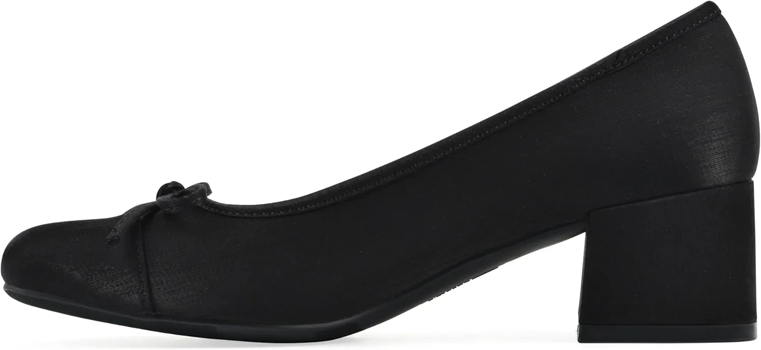 WHITE MOUNTAIN Women's Lately Cap Toe Block Heel Ballet Pump