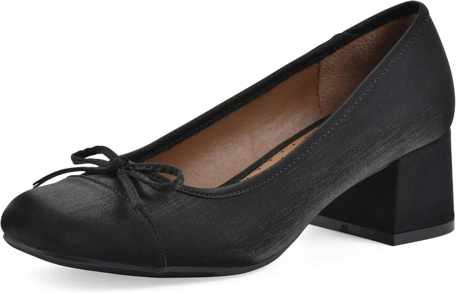 WHITE MOUNTAIN Women's Lately Cap Toe Block Heel Ballet Pump