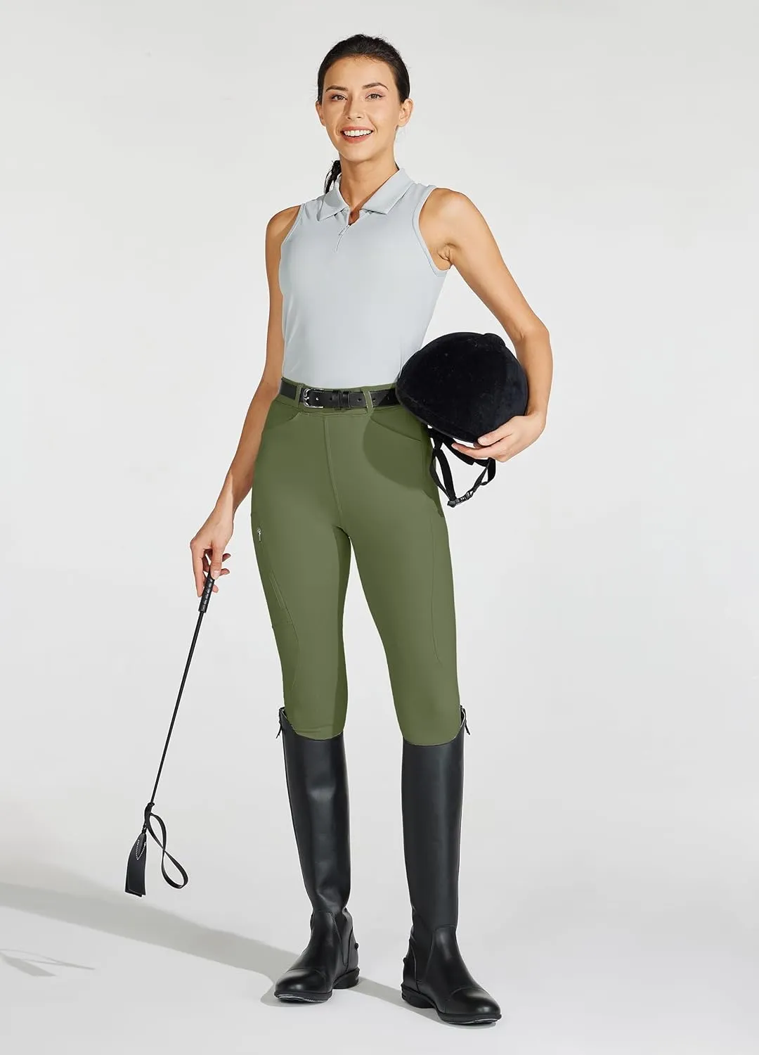 Willit Women's Horse Riding Pants Full Seat Silicone Equestrian Breeches Horseback Schooling Tights Zipper Pockets