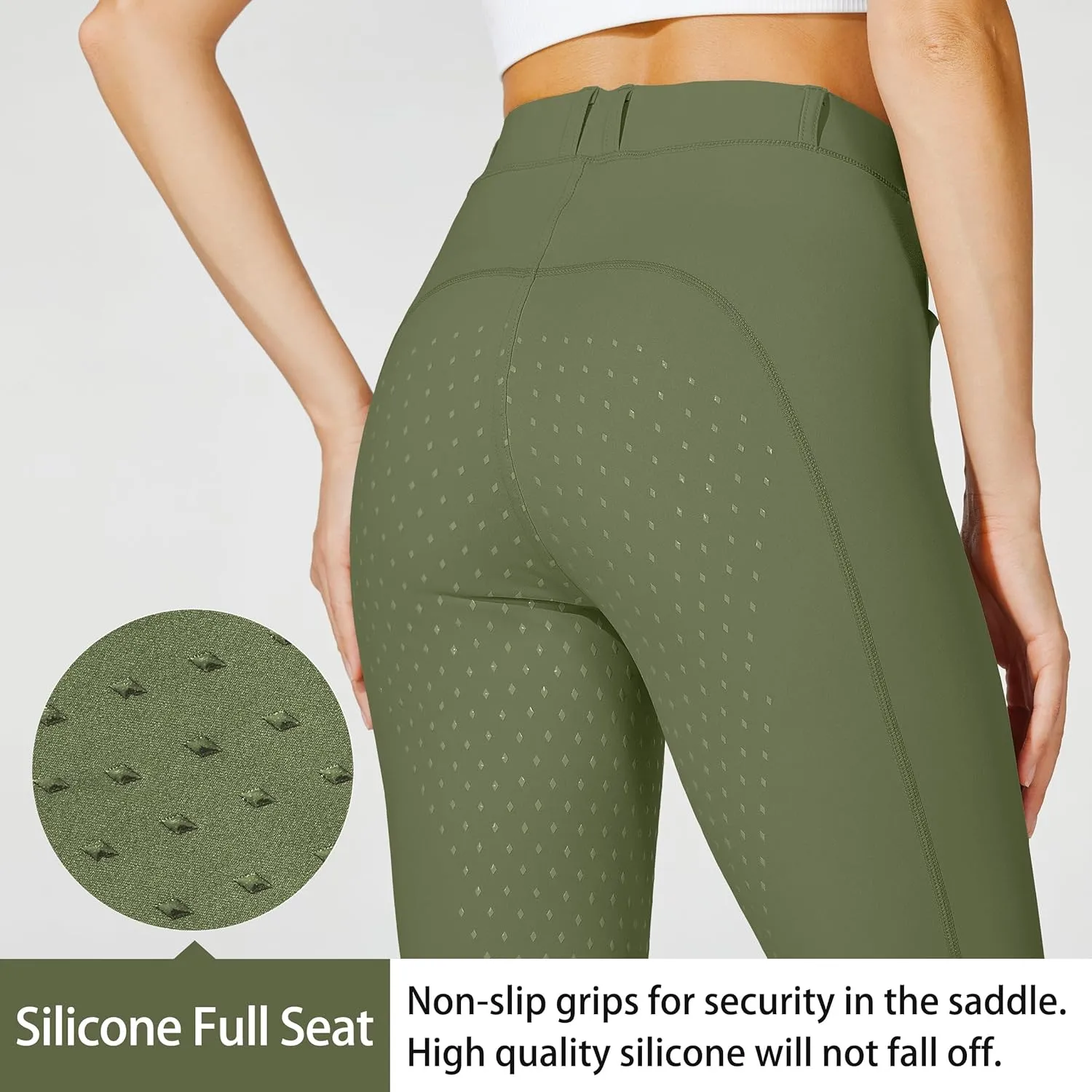Willit Women's Horse Riding Pants Full Seat Silicone Equestrian Breeches Horseback Schooling Tights Zipper Pockets