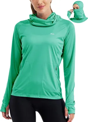 Willit Women's Sun Protection Hoodie UPF 50  Fishing Hiking Shirt Long Sleeve SPF Shirt with Face Mask Lightweight