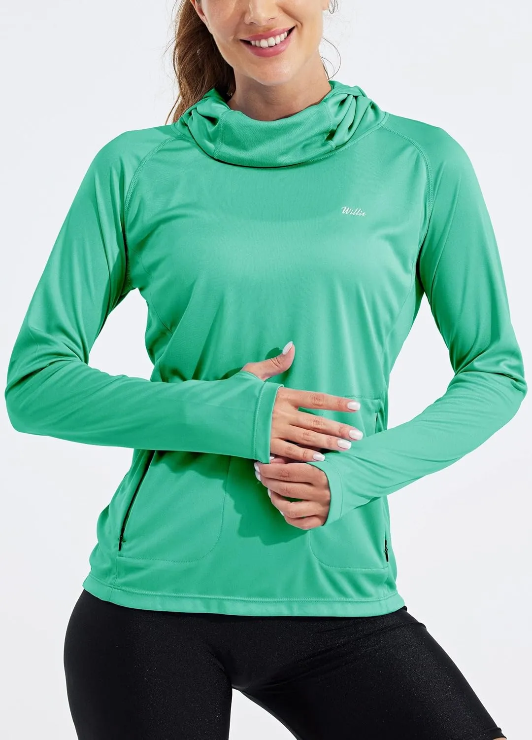 Willit Women's Sun Protection Hoodie UPF 50  Fishing Hiking Shirt Long Sleeve SPF Shirt with Face Mask Lightweight